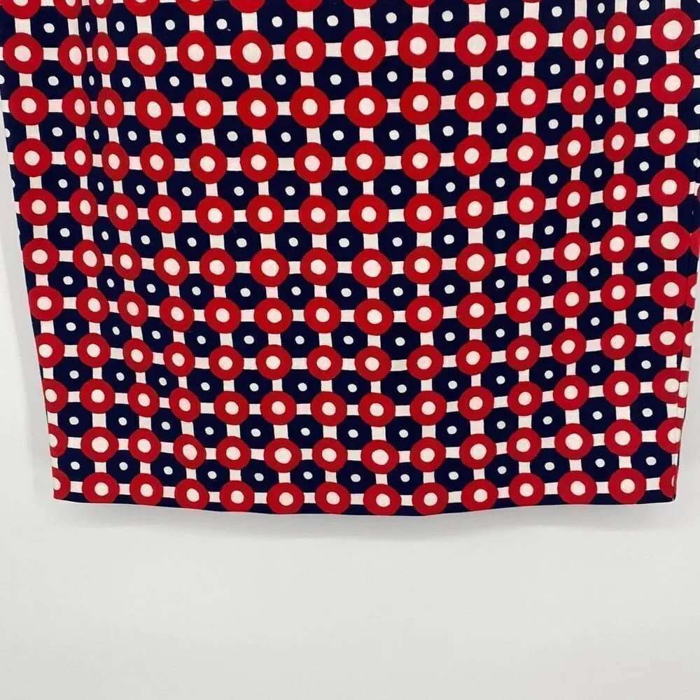 NWOT Boden Richmond MIDI Pencil Skirt Cotton Printed Navy Red White‎ Size 4 Long